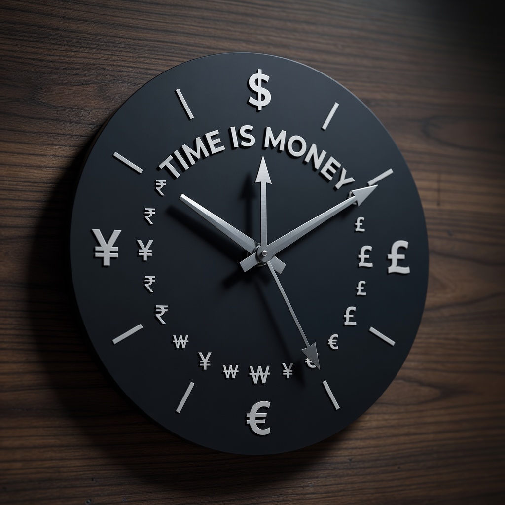 Gestión del tiempo y el dinero - reloj y euros